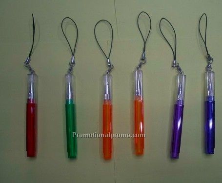 Plastic mini ball pen with bead keyring
