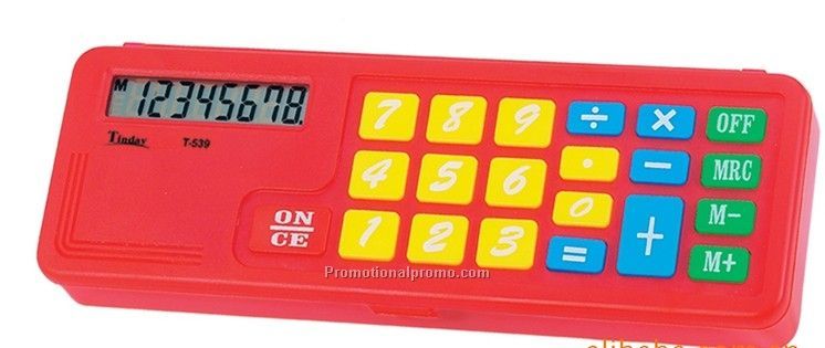 Plastic Pencil Case with Calculator on Top