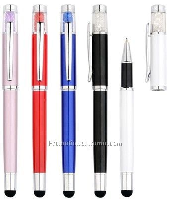 Metal Crystal Gel Ink Pen Stylus Pen