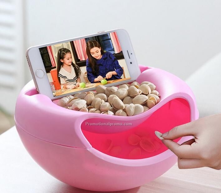 Creative fruit dish with mobile phone stand and trash can
