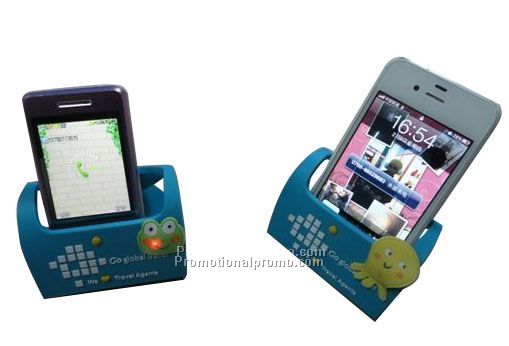 PVC light mobile phone holder with 3D effect logo