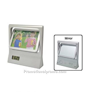 Photo Frame With Clock And Mirror