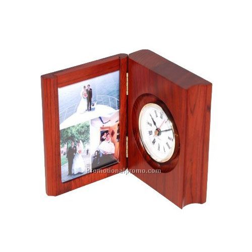 Multi-function wood photo frame clock