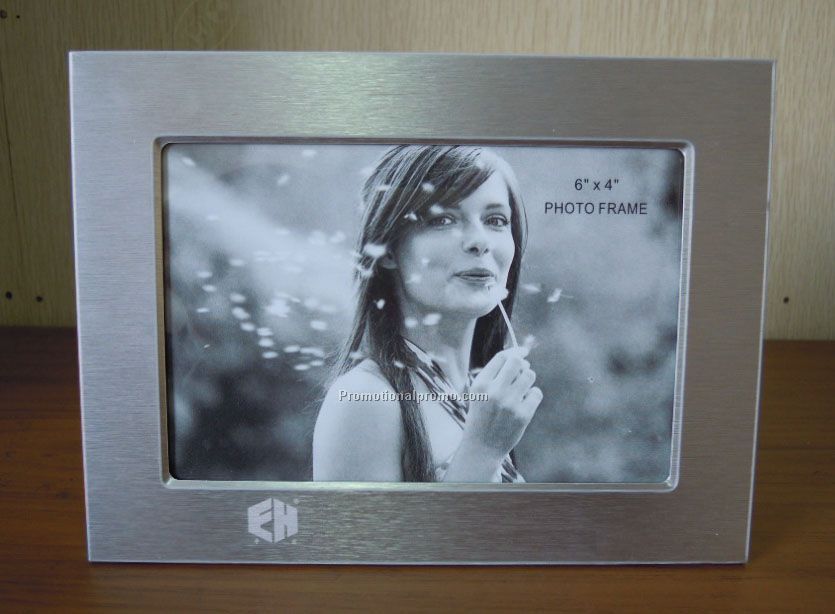 Metal brushed silver frame with laser logo