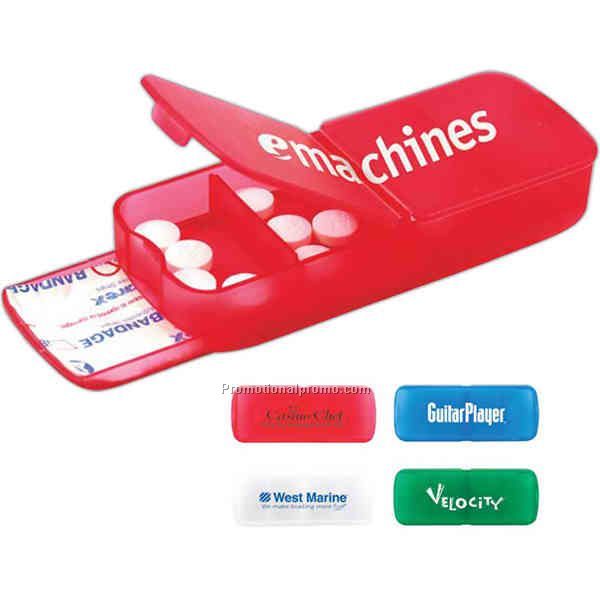 Pill box with bandage dispense