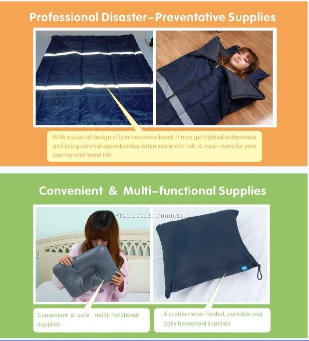 Multi-fuctional Diaster-preventative sleeping bag and cushion