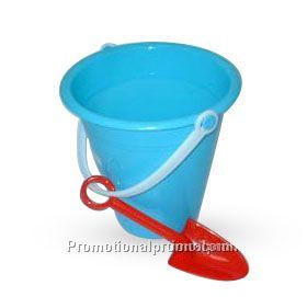 Plastic beach barrel and shovel