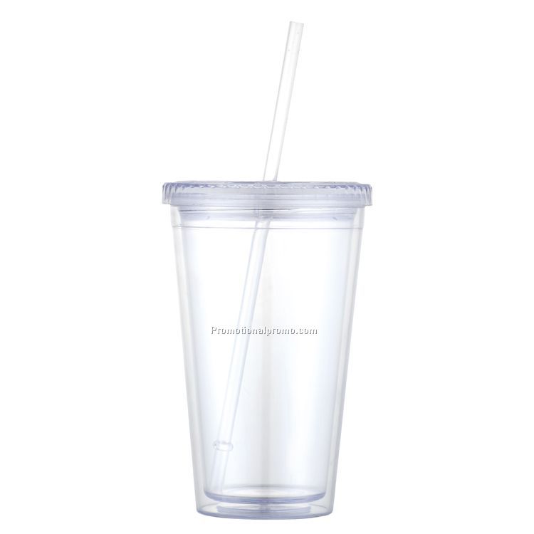 16OZ double wall tumbler with straw