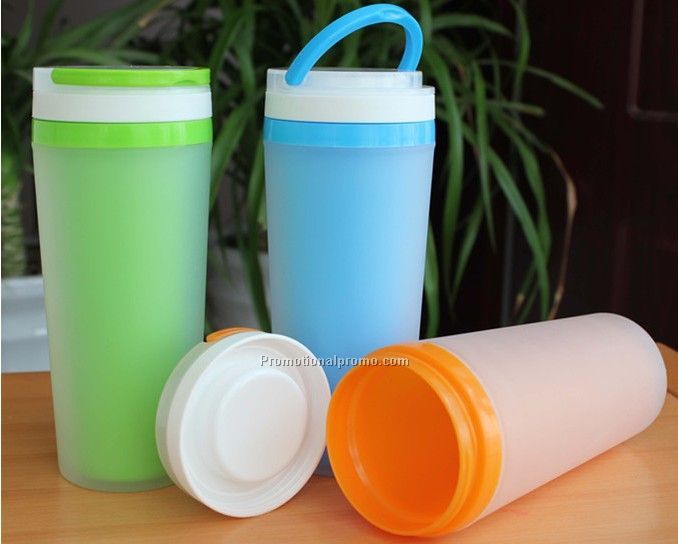 Wholesale double wall insulated plastic frosted cup, food grade frosted plastic cup