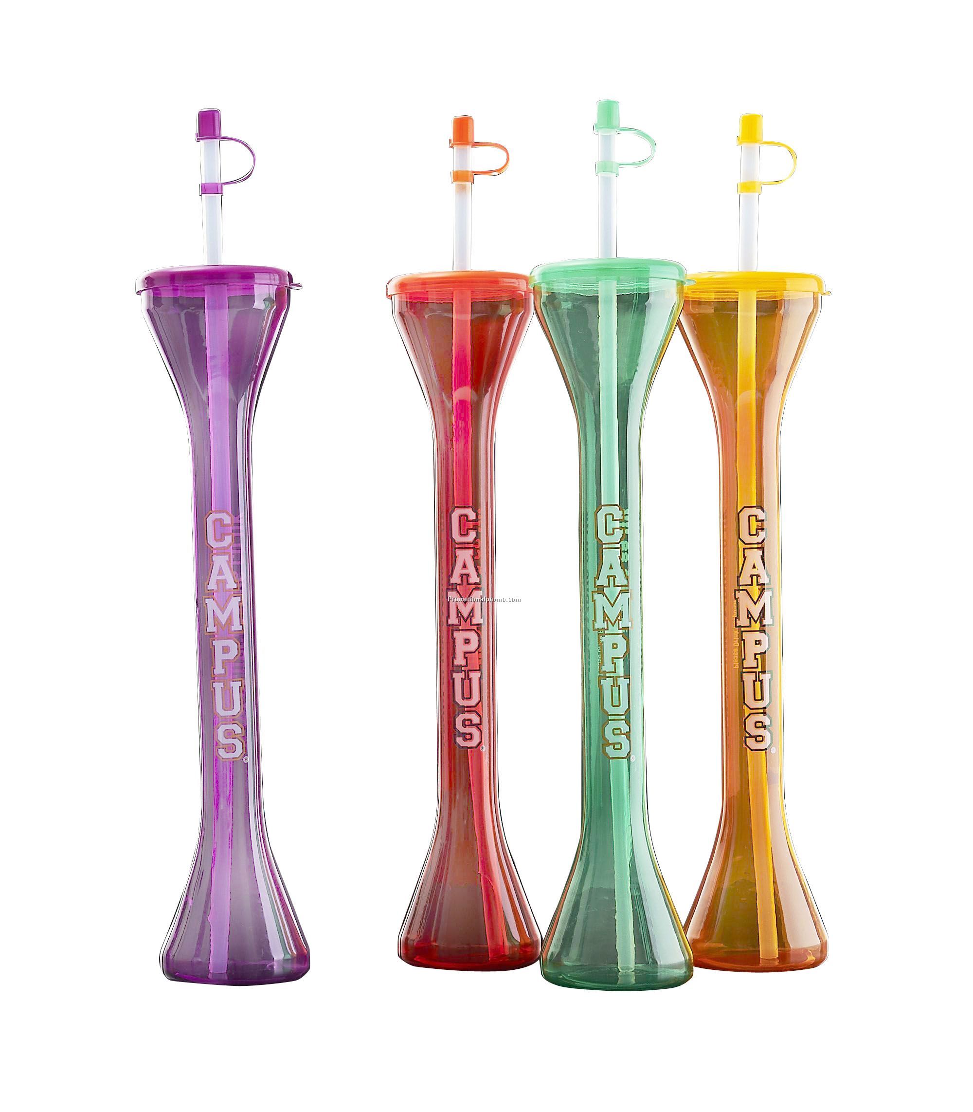 Clear Plastic 24oz Yard sticks with Lids Cup