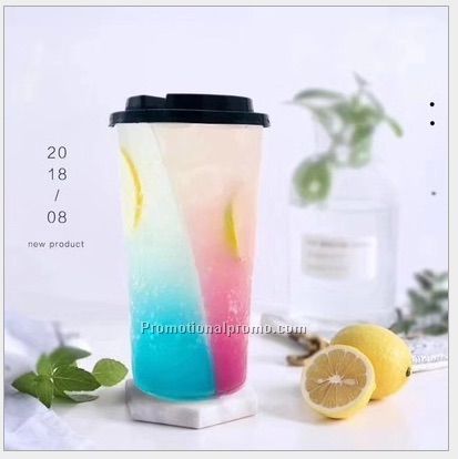 750ml thicken custom PP half and half s-shaped disposable hard plastic double grid sharing cup