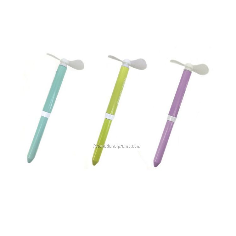 Plastic ball point pen with fan