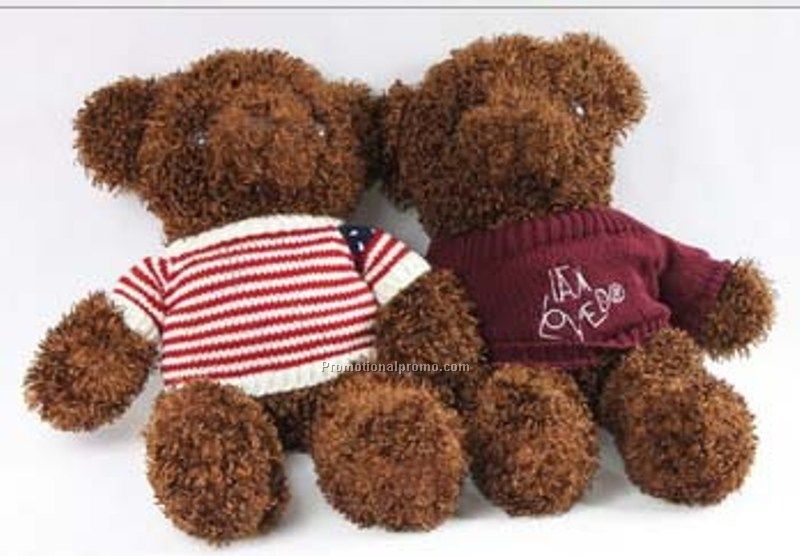 Brown Stuffed Teddy with Knitted T-shirt