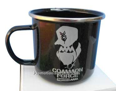 Enamelware cup with logo