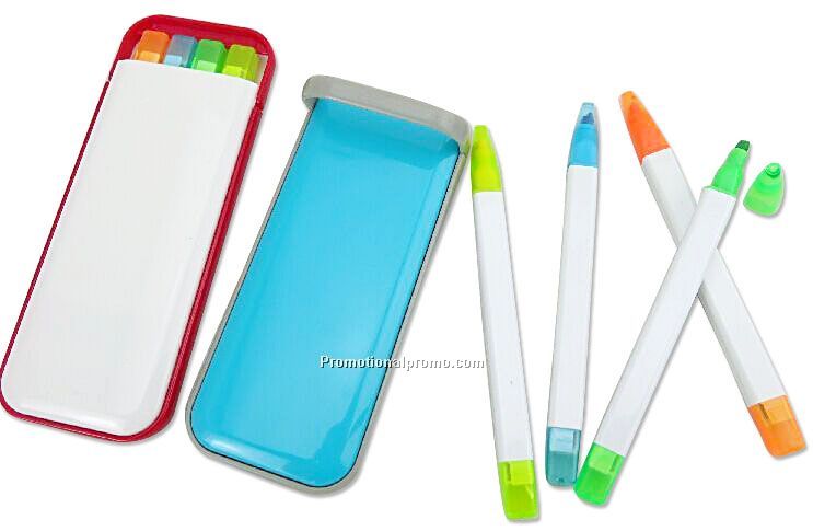 mini fluorescent pen in square with PS pen case