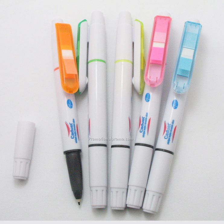 Colorful 3 in 1 highlighter pen with sticky flag