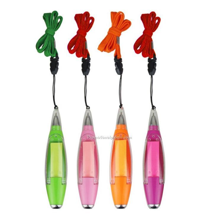 Multi-function promotional LED string ballpoint pen with memo pads
