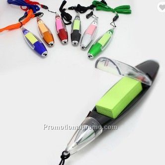 4 in 1 Multifunction Lanyard Pen With Memo Pad Pen