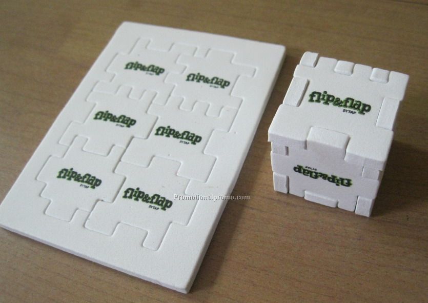 promotional white EVA puzzle cube with 1 color logo silk printing
