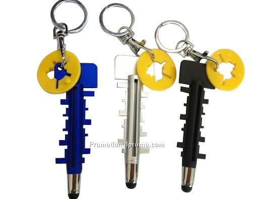 Key maze with keychain and touch pen