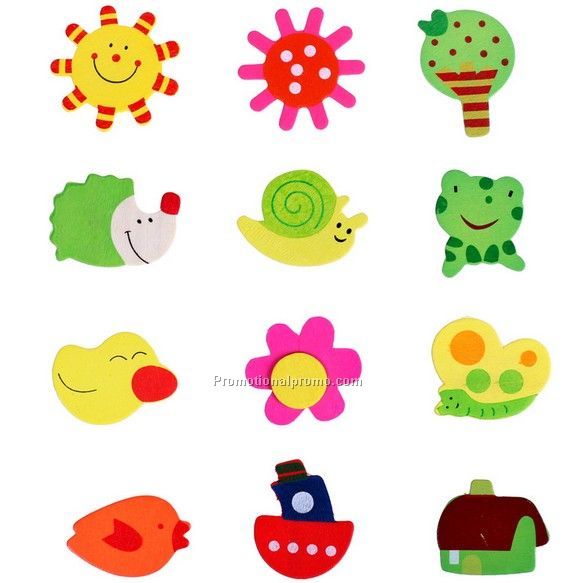 Creative cartoon wood fridge magnet