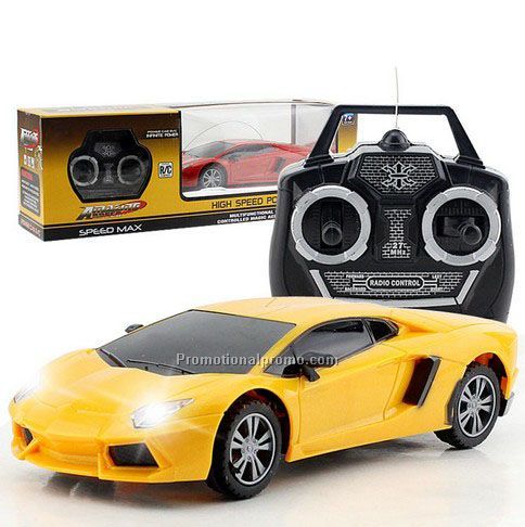 Remote control toy car with playing light