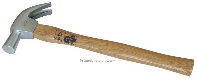 Claw hammer with steel head and wooden handle