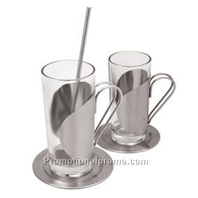STAINLESS STEEL/GLASS LUNAR COFFEE SET