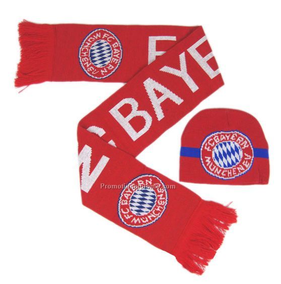 Knitted Football Team Scarf and cap