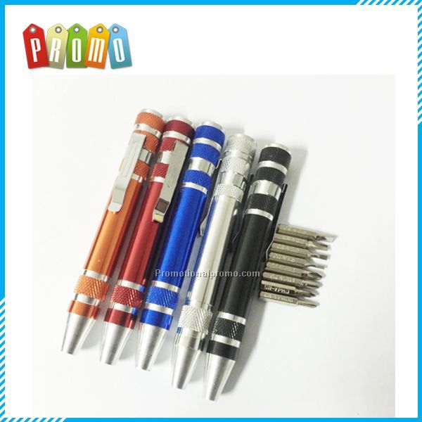 Promotional Pen shaped 8-in-1 multifunctional pocket screwdriver set