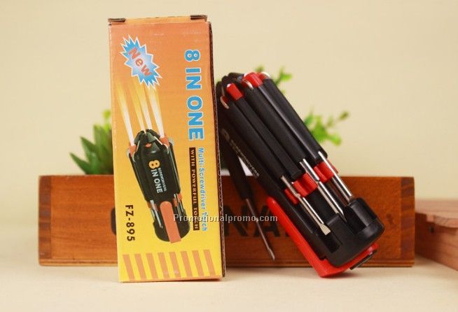 8 in 1 Multi-function Screwdriver Tool Set with LED Light Bulbs