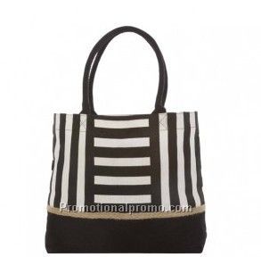 Mud Pie Color Block Stripe Shopper Tote Bag