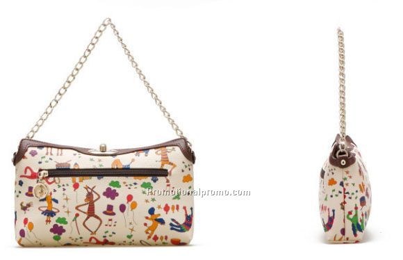 vintage printing tote bag for lady shoulder long strip bag bucket printing shoulder bag