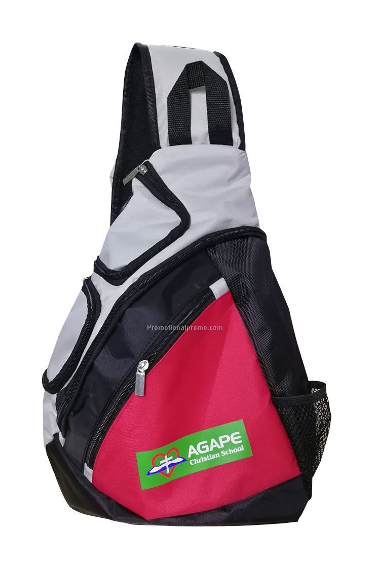 600D polyester shoulder sports triangle backpack, one strap backpack