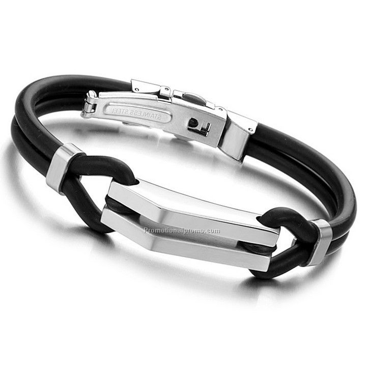 Hot selling fashion stainless stell silicon bracelet