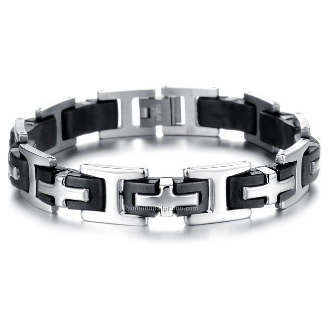 Hot selling fashion stainless stell silicon bracelet