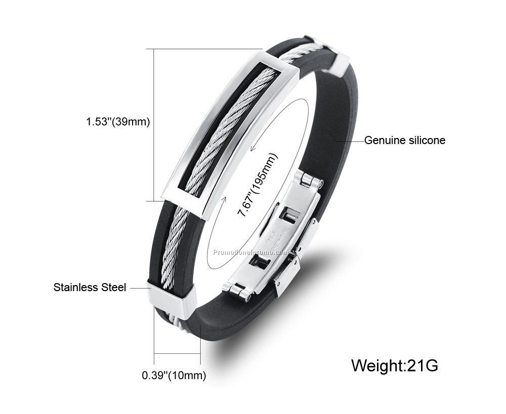 Hot selling fashion stainless stell silicon bracelet