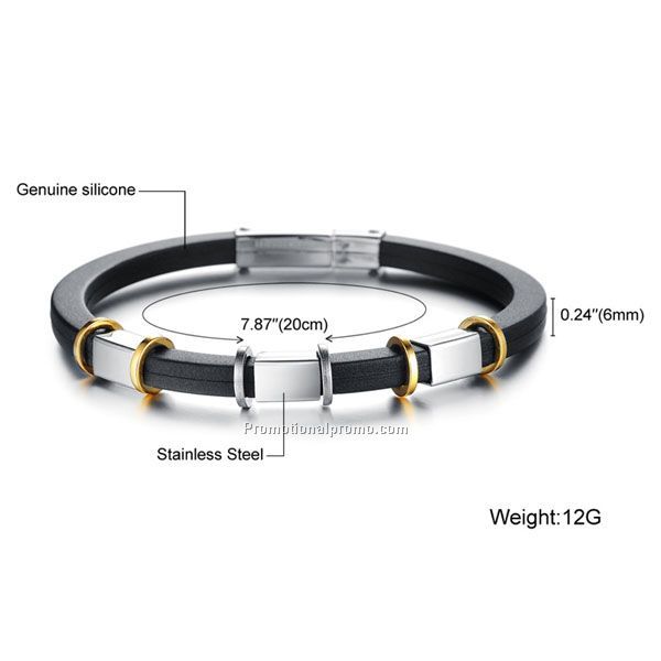 Hot selling fashion stainless stell silicon bracelet