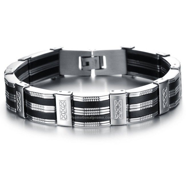 Hot selling fashion stainless stell silicon bracelet