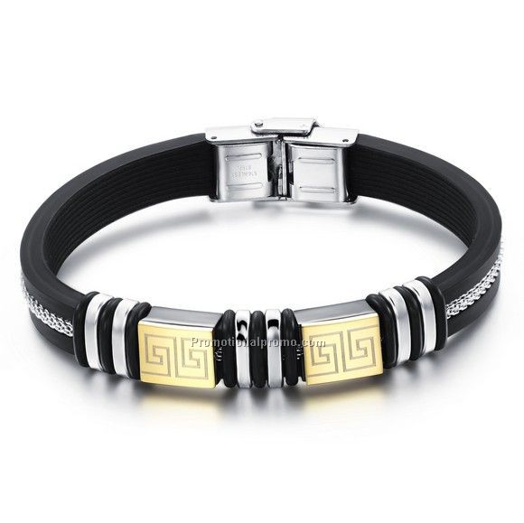 Hot selling fashion stainless stell silicon bracelet