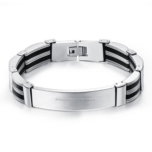 Hot selling fashion stainless stell silicon bracelet