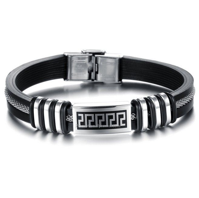Hot selling fashion stainless stell silicon bracelet