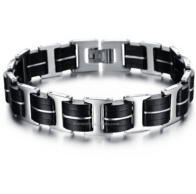 Hot selling fashion stainless stell silicon bracelet