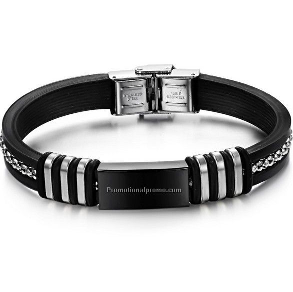 Hot selling fashion stainless stell silicon bracelet