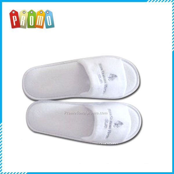 White Open Toe Terry Velour Unisex One Size washable Anti Slip Spa Slippers