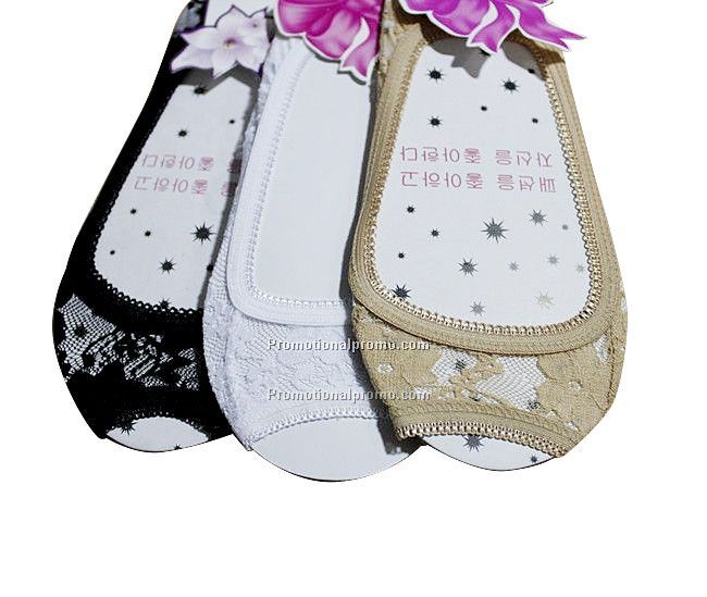 Lady's Cotton Open-Toe Invisible Lace Socks