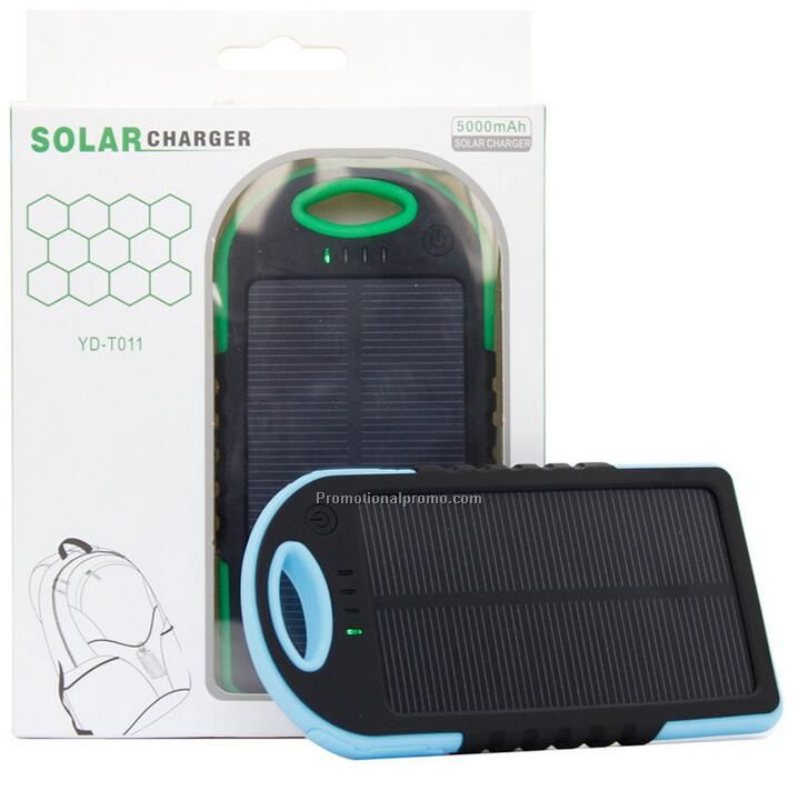 Waterproof dual port solar power bank charger