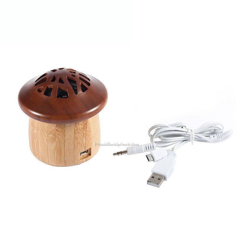 Promotional Gift Mini Mashroom Shape Wooden Bluetooth Speaker