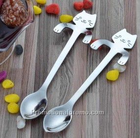 Stainless Steel Creative Cat Spoons Ice Cream Spoons Coffee And Tea Spoons With Long Handle