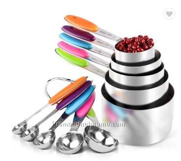 10 Piece Measuring Cups and Spoons Set in Stainless Steel